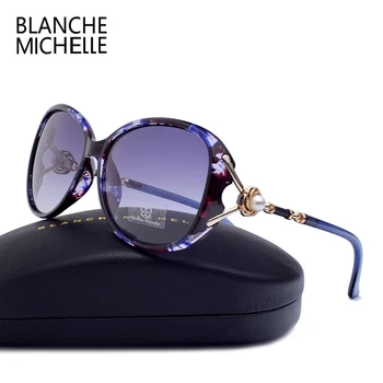 Blanche Michelle 2019 Høj Kvalitet Polariserede Solbriller Kvinder Brand Designer UV400 Gradient Sol Briller Pearl oculos Med Box