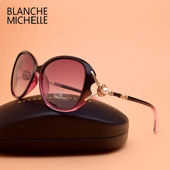 Blanche Michelle 2019 Høj Kvalitet Polariserede Solbriller Kvinder Brand Designer UV400 Gradient Sol Briller Pearl oculos Med Box
