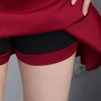 2019 Foråret Sexet Differentieret Nederdele Kvinder Koreanske Slank Solid Høj Talje Elastik Plisseret Nederdel Plus Size Sort Rød Linje Nederdel
