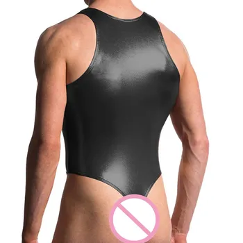 Mandlige Undertøj, Erotisk Latex Tøsedreng Bukser Patent Læder Fetish Stramme Topløs Bodysuit Porno Undertøj til BDSM Trældom Gay Sex