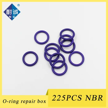225Pcs O-Ringe af Gummi O-Ring-Tætning Lilla NBR Oring Nitril Skive Forsegling O-Ringe Sortiment Kit Sæt Pakning O-Ring-Box