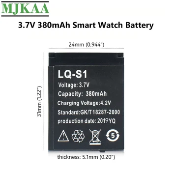 MJKAA 6/10STK lq s1 3,7 V 380mAh Genopladeligt Li-ion Polymer Batteri, Smart Ur Batteri til DZ09 W8