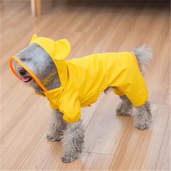 Dog Regnjakke Cute Pet Hætte Vandtæt Tøj Til Små Og Mellemstore Hunde Udendørs Hvalp Gul Åndbar Regnfrakker Pet Supplies