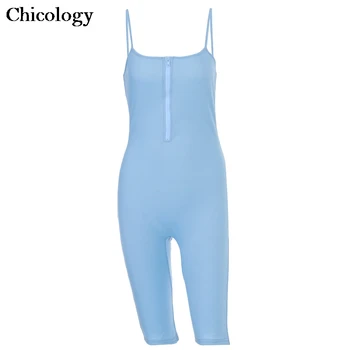 Chicology knite bodycon playsuit ærmeløs lynlås 2020 sommer efterår romper kvinder sexet korte buksedragt tøj kvindelige streetwear