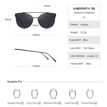 GLÆDELIG Kvinder, Mode-Cat Eye Solbriller Damer Twin-Stråler Solen briller UV400 Beskyttelse S8089N