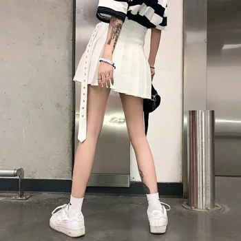 NiceMix Sommeren koreanske ins Harajuku Port style retro høj talje nederdel A-line nederdel var tynd studerende plisseret nederdel, bælte Women ' s sk
