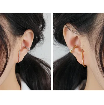 F. I. N. S koreansk Mode S925 Sterling Sølv Øreringe To-tone Twist Formet Stud Øreringe til Kvinder Minimalistisk Fine Smykker