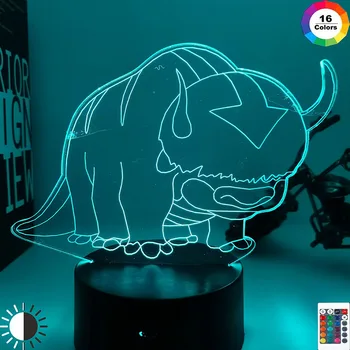 Akryl 3d-Lampe Avatar Den Sidste Airbender Nightlight for Børn Barn, Rum Udsmykning The Legend of Aang Appa Figur Tabel Nat Lys