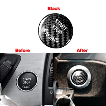Ægte carbon fiber Motor start stop knappen for dekoration, klistermærke bil molding trimmer til BMW E60 E90 E92 E87 E63 E82 E70 E71
