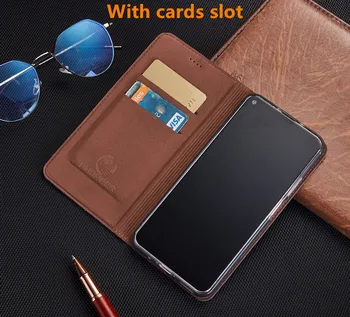 Ægte læder magnetisk flip case-kort lomme til Motorola Moto En Action/Moto En Vision/Moto En Hyper telefonen tilfælde kisckstand