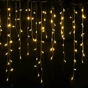 LED Curtain Icicle String Lys 96LED Hænge på 0,4-0,6 m julelys Udendørs Udsmykning Nye År bryllupsfest Garland Lamper