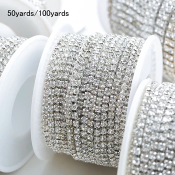 Engros! Klar Krystal SS6-SS16 Sølv Base Cup Rhinestone Kæde Beklædning Syning Stil diy Beauty Crystal Tilbehør