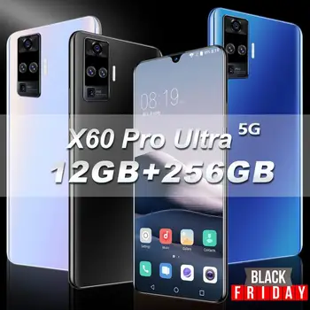 Hot X60 Pro Ultra 6.6 Tommer 5G LAD Mobiltelefoner 12GB+256GB Smartphone 10-Core Android10 24+48MP Kamera, Dual SIM Mobiltelefon MTK6875
