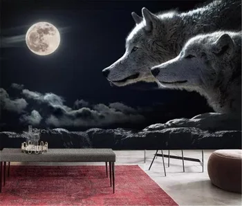 3d Tapet på Væggene Fremme Moderne Stemning Moonlight Tom Wolf night Scene dDigital Print HD Wallpaper