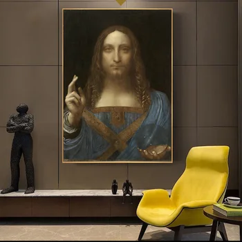 Den Salvator Mundi Lærred Maleri På Væggen Af Leonardo Da Vincis Berømte Væg Kunst, Plakater Og Prints Cuadros Vægdekoration