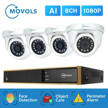 MOVOLS AI 2MP 8CH DVR H. 265 Sikkerhed Kamera System IR Night Vision P2P CCTV-Kit-Vandtæt Doom Sikkerhed-Videoovervågning Sæt