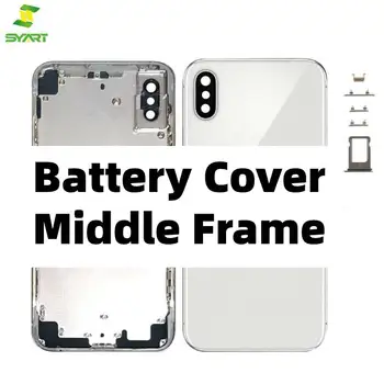 Bageste Boliger Midterste Ramme Med CE-Til iPhone X XS XSMax 11 Tilbage batteridækslet Tilbage Glas Cover Tekst ReplacementFor iphone X