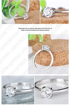 Kæmpe Salg Enkle Design 925 Sterling Sølv Kvinder Ringe Klassiske Bryllup Engagement Tilbehør med Klare Cubic Zircon Sten