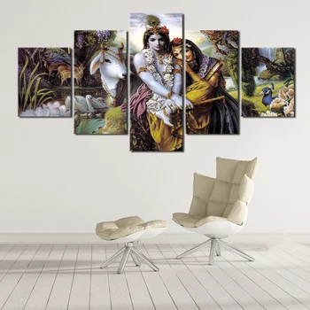 Hinduistiske Gud Radha Krishna Kærlighed 2 HD Væg Kunst, Lærred, Plakat og Print på Lærred Maleri Dekorative Billede til stuen Home Decor