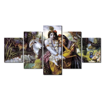 Hinduistiske Gud Radha Krishna Kærlighed 2 HD Væg Kunst, Lærred, Plakat og Print på Lærred Maleri Dekorative Billede til stuen Home Decor