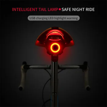 100 Cykel Lommelygte Cykel baglygte Auto Start/Stop, Brake Sensing IPx6 Vandtæt LED Opladning Cykling Baglygte
