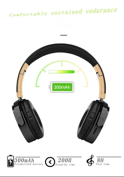 Smart Bluetooth-hovedtelefoner, bass-noise cancelling TF Kort FM-Radio-Funktion kablede+ wireless HD kalde Voice prompt Ergonomisk design