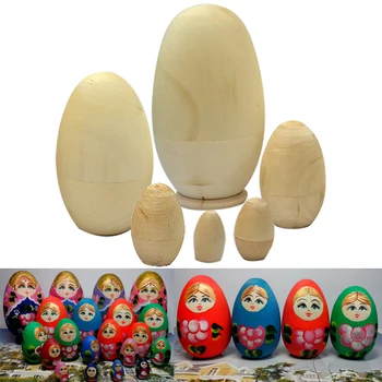 6stk/ Set Dejlig Umalet DIY Blank Træ-Embryoner russiske Nesting Babushka Dukker Legetøj til Børn Børn Gave