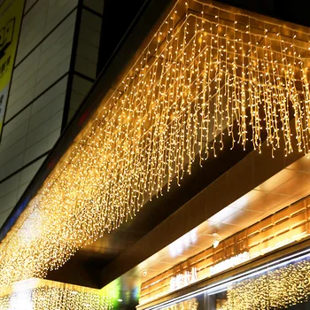 5M julelys udendørs udsmykning Hænge 4-0.6 m led curtain icicle string lys Garden Street Udhæng Garland Fe Lys