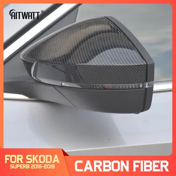AITWATT For Skoda Superb 2016-2019 Udvendige Carbon Fiber bakspejlet Dække Trim Side Spejl Cover Trim Protector 2stk