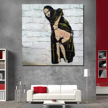 Abstrakt Pop Væg Kunst Banksy Mona Lisa Plakat Lærred Maleri Udskriver Væg Billeder Olie Malerier til stuen Hjem Dekoration