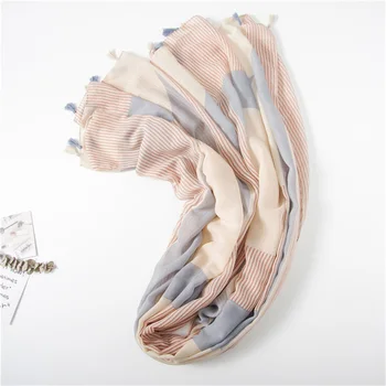 Viscose Tørklæde Kvinder Geometriske Stort Hoved Tørklæde Kvast Tæppe Sjal Wrap for Kvindelige HOT