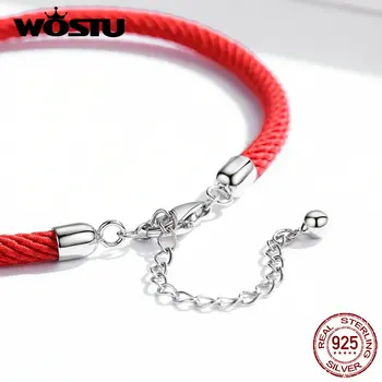 WOSTU Lucky Red Reb Armbånd 925 Sterling Sølv Kæde Passer Perler DIY Charms Oprindelige Bryllup Smykker Til Kvinder B166