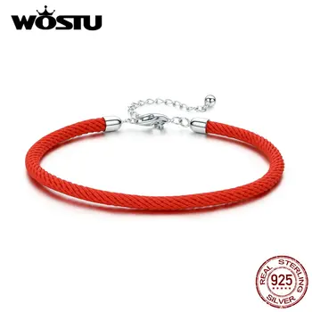 WOSTU Lucky Red Reb Armbånd 925 Sterling Sølv Kæde Passer Perler DIY Charms Oprindelige Bryllup Smykker Til Kvinder B166