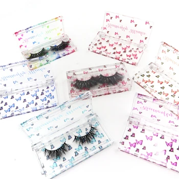 NYE 10stk sommerfugl print Eyelash Emballage Engros Tomme Kasser Eyelash Pakke Sag 8-20mm Vipper Rektangel Box