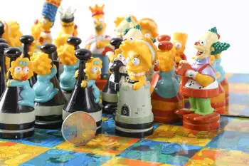 Skak Sæt Simpson Homer Bart dukke Skak Legende Farve Puslespil Spil Chessman-Rejser Hjem tegneseriefigur Børn Skak Sæt