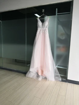 LORIE Lys Pink Prinsesse Bryllup Kjole uden Ærmer Applicerede Bruden Kjole A-Line Tyl Bride Wedding Kjoler Boho Brudekjole 2020