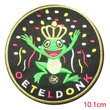 Oeteldonk Fuld Broderet Frog Karneval for Netherland Jern på Patches Klistermærker på Tøj Broderet Programrettelser til Tøj