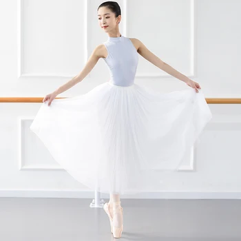 Ballet Tutu Dans Tyl Tutu Lang Ballet Skirt Karakter Nederdel, Hvid Ronmantic Danse Ballet Tutu Kjole Ballerina Dancewear