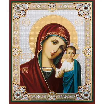 5d pladsen runde diamant maleri Virgin and Child Kazan Ortodokse Kristne Ikon mosaik sæt diamant broderi salg YG1486