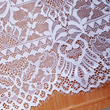 1 Meter Bredde 22cm Eyelash Elastisk blondekant Hvid For DIY-Tøj, Tilbehør Syning Materialer Strække franske Net Lace Fabrics