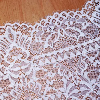 1 Meter Bredde 22cm Eyelash Elastisk blondekant Hvid For DIY-Tøj, Tilbehør Syning Materialer Strække franske Net Lace Fabrics