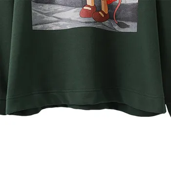 Artsnie Disney Tegnefilm Print Sweatshirt Kvinder Vinteren 2020 Hætte Med Lange Ærmer Overdimensionerede Streetwear Hættetrøjer Strikkede Trøjer