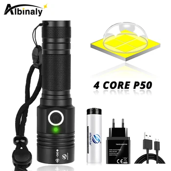 Super lyse XHP50 LED Lommelygte Med bunden magnet Vandtæt Lommelygte Støtte zoom 4 Belysning tilstande camping lampe