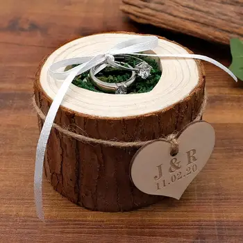 Natural Træ-Personlig Ring Box, Personlig Træ Ring Indehaveren, Brugerdefinerede Bryllup Ring Box, Ring Bearer-Boks, Ring Pude