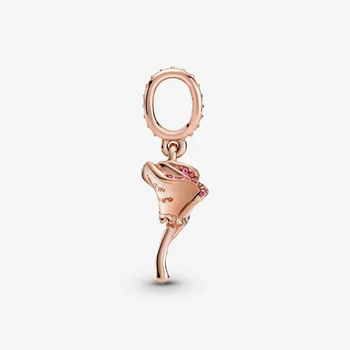 2021 NYE 925 Sterling Sølv Perler, Funklende Pink Rose Heart Charms Passer Oprindelige Pandora Armbånd Kvinder DIY Smykker