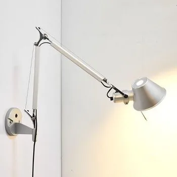 Amerikanske Industrial væglampe Sort Sølv E27 Roterbar Lange Arm væglampe med afbryder til Sengen Undersøgelse Kontor Stue
