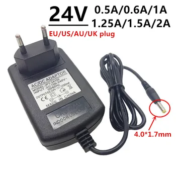 24V DC4.0mm Universal AC DC Strømforsyning 24 v AC/DC-Strømforsyning 4.0x1.7 mm 0,5 til 0,6 A 1A 1,25 A 1250mA 1,5 A 1500mA 2A Adapter