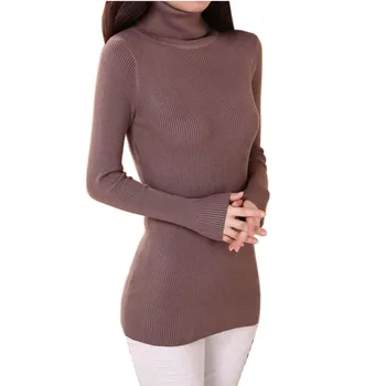 Nye efteråret mellemlang lang elastisk sweater lang-ærmet trøje kvindelige pullover turtleneck sweater 2018 Mode Slank Sexet sweater