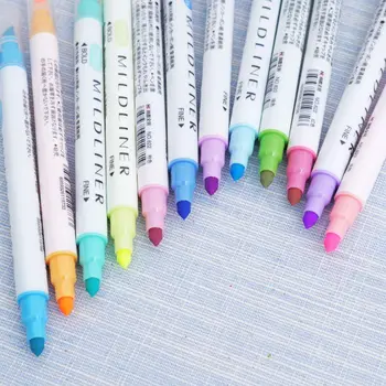 12 Stk/sæt Japansk Mildliner Penne Mild liner Dobbelt Ledes Fluorescerende Pen Søde Kunst Highlighter Tegning Mark Pen Papirvarer