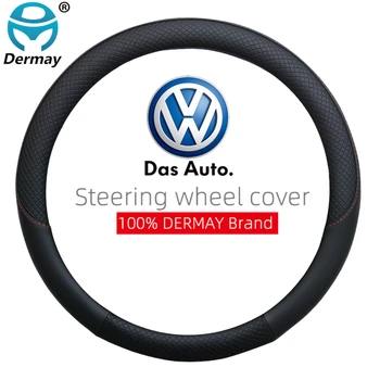 DERMAY Mærke Læder Rattet Dækning for VW ATLAS VILORAN Volkswagen Golf 7 Auto Interiør Tilbehør